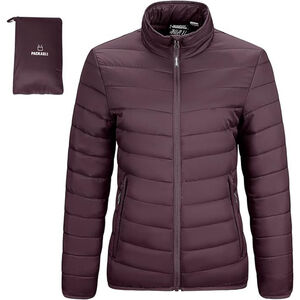 Outdoor Ventures Women's Packable Full-Zip Puffer Jacket EggPlant Color Size L